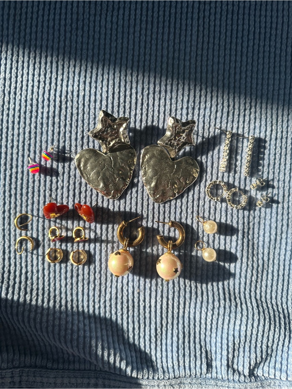 LOT: Tom Wood, J. Crew, Vintage Gold-Tone, Silver-Tone Star & Heart Earrings